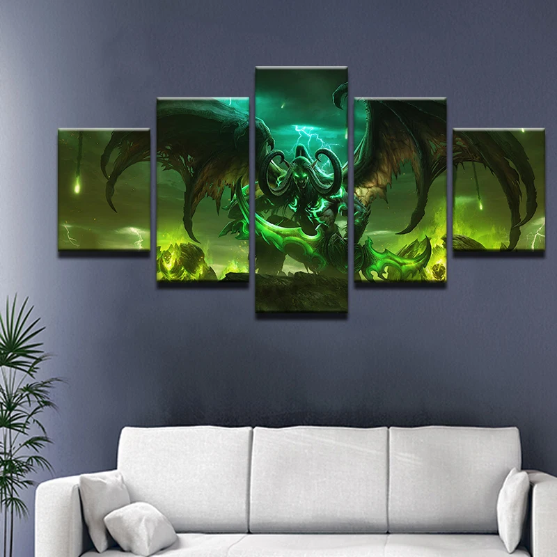 Настенные художественные картины комнатный декор рамка 5 шт. World Of Warcraft холст