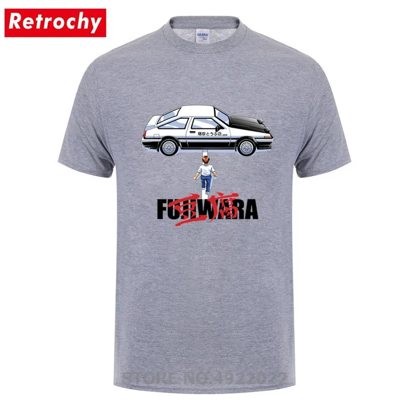 Японская аниме Fujiwara Initial D Drift Car футболка Классический комикс AE86 футболки Homme