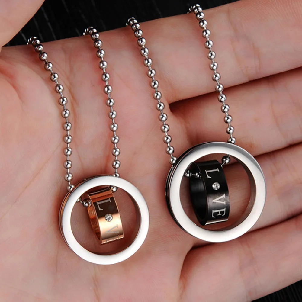 Его и ее Подарок на годовщину титана стали ювелирные изделия Пара колье|couple necklace