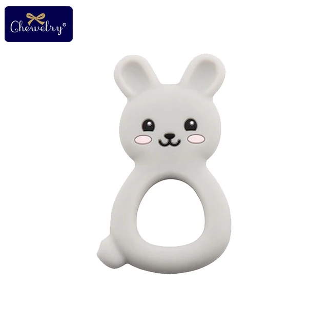 10 pc Gray Rabbit 10 шт., Милый Панда, детский пищевой силиконовый прорезыватель, грызунок, кошка, сделай сам, ожерелье, крошечный стержень, пустышка, цепочка, кулон, товар для детей, игрушка - Цвет: 10 pc Gray Rabbit