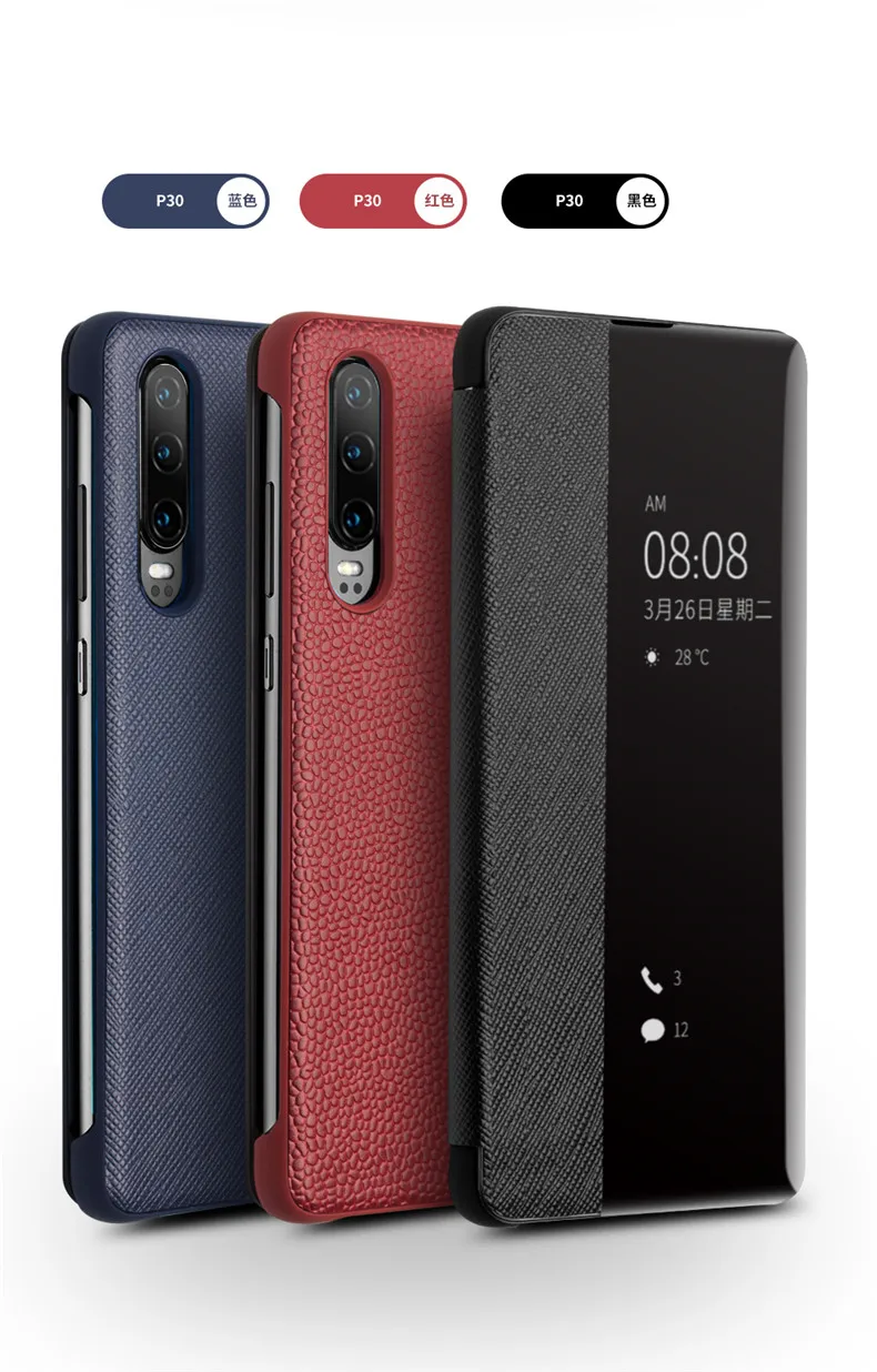 Роскошный флип-чехол из натуральной воловьей кожи для huawei P30, чехол из натуральной коровьей кожи с функцией автоматического сна и пробуждения для huawei P30 Pro
