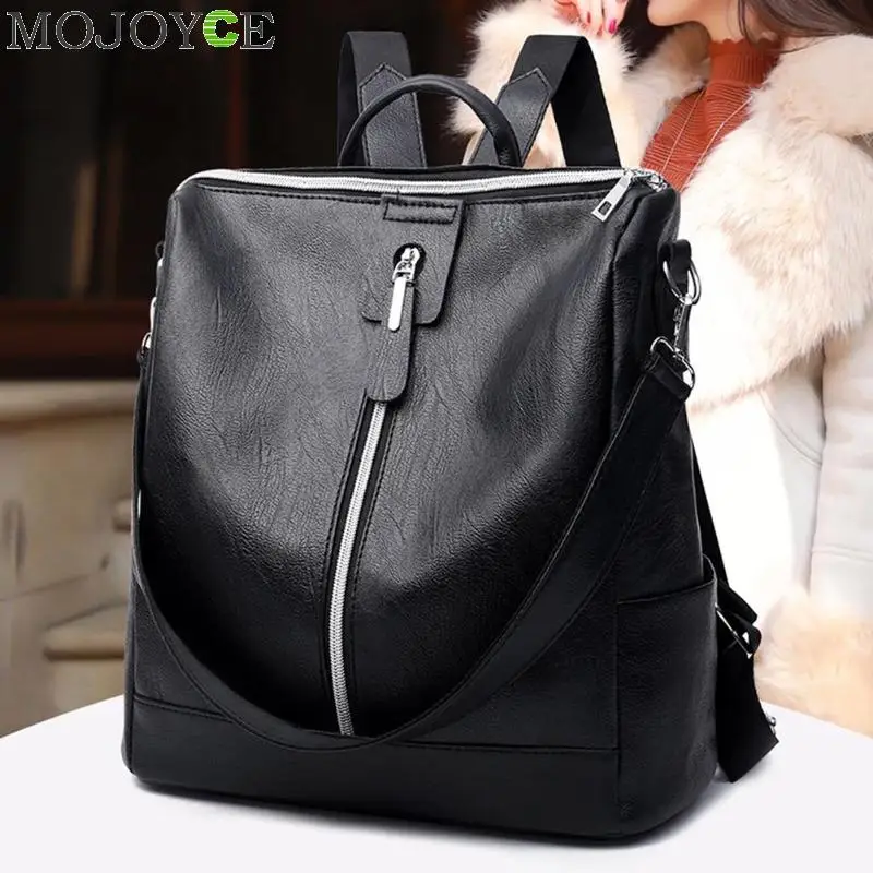 Простой кожаный рюкзак mochila, женский рюкзак на молнии, рюкзак, Студенческая сумка, женские большие повседневные дорожные сумки, mochila feminina sac