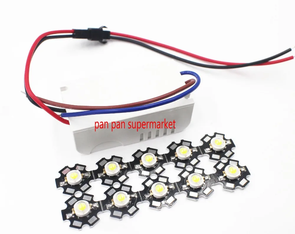 10pcs 3W White 6000-6500K led chip and with 1pcs 6-10x3W driver for DIY | Лампы и освещение