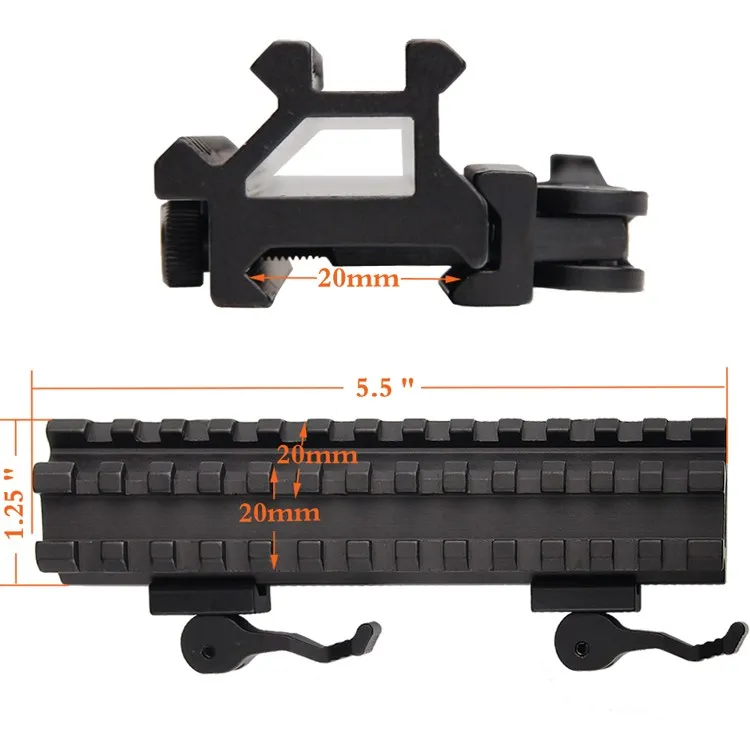 style one Airsoft QD Быстрый съемный двойной Rail направляющая для оптического прицела ружья прицел угольное крепления двойной 13-слоты Железнодорожный 1-0012 - Цвет: style one