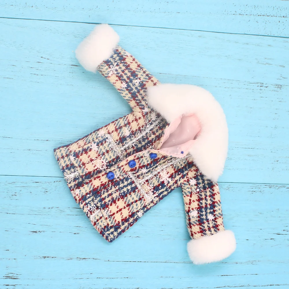 DBS 1/6 Blyth одежда совместное тело ледяная кукла gingham зимнее теплое плюшевое пальто
