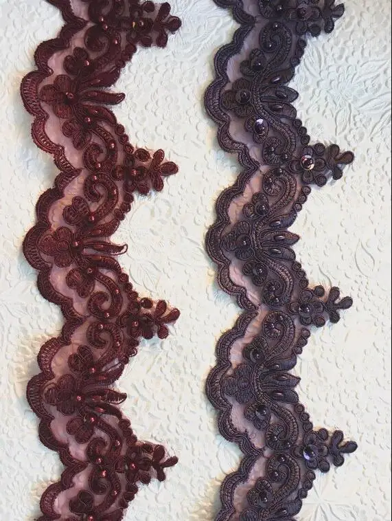 Новинка 15 ярдов бордовое фиолетовое синее кружевное платье с вышивкой бисером