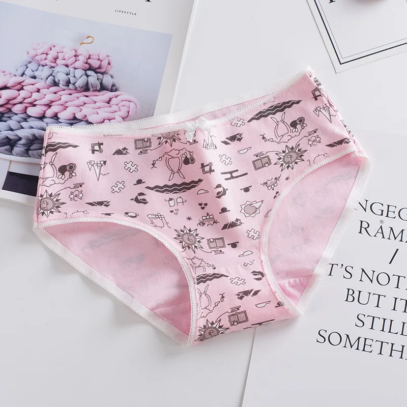Girls Cotton Underwear Kids Cartoon Printed Panties Teenage Short Briefs Casual Young Girls Soft Underpants Majtki Dziewczynka