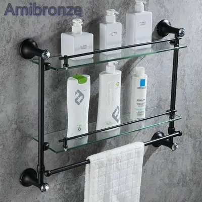 Double Shelf only B701 серия Черная краска из нержавеющей стали, аксессуары для ванной комнаты, вешалка для полотенец, держатель для бумаги, мыльница, держатель для щетки, крючок для халата - Цвет: Double Shelf only
