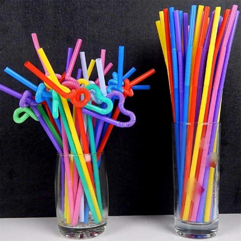 

100Pcs/pack DIY Kids Foldable Art Straw Food Grade Drinking Straw PP Bent Straws Home Party Barware Accessory