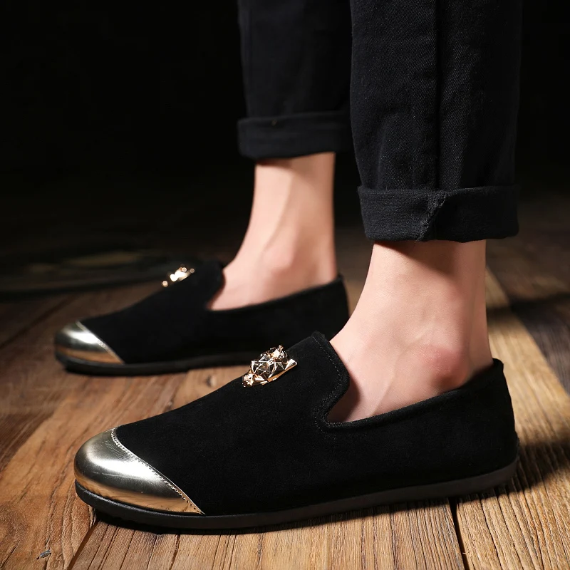 Повседневные туфли из флока Для мужчин без застежки Лоферы модные Прогулочные