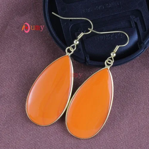Orange Turquoise Светильник из крафт-бусин, цвета желтого золота, смешанный кварцевый камень, элегантный стиль, серьги-капли в виде слезы ангела для женщин, дизайнерские ювелирные изделия - Окраска металла: Orange Turquoise