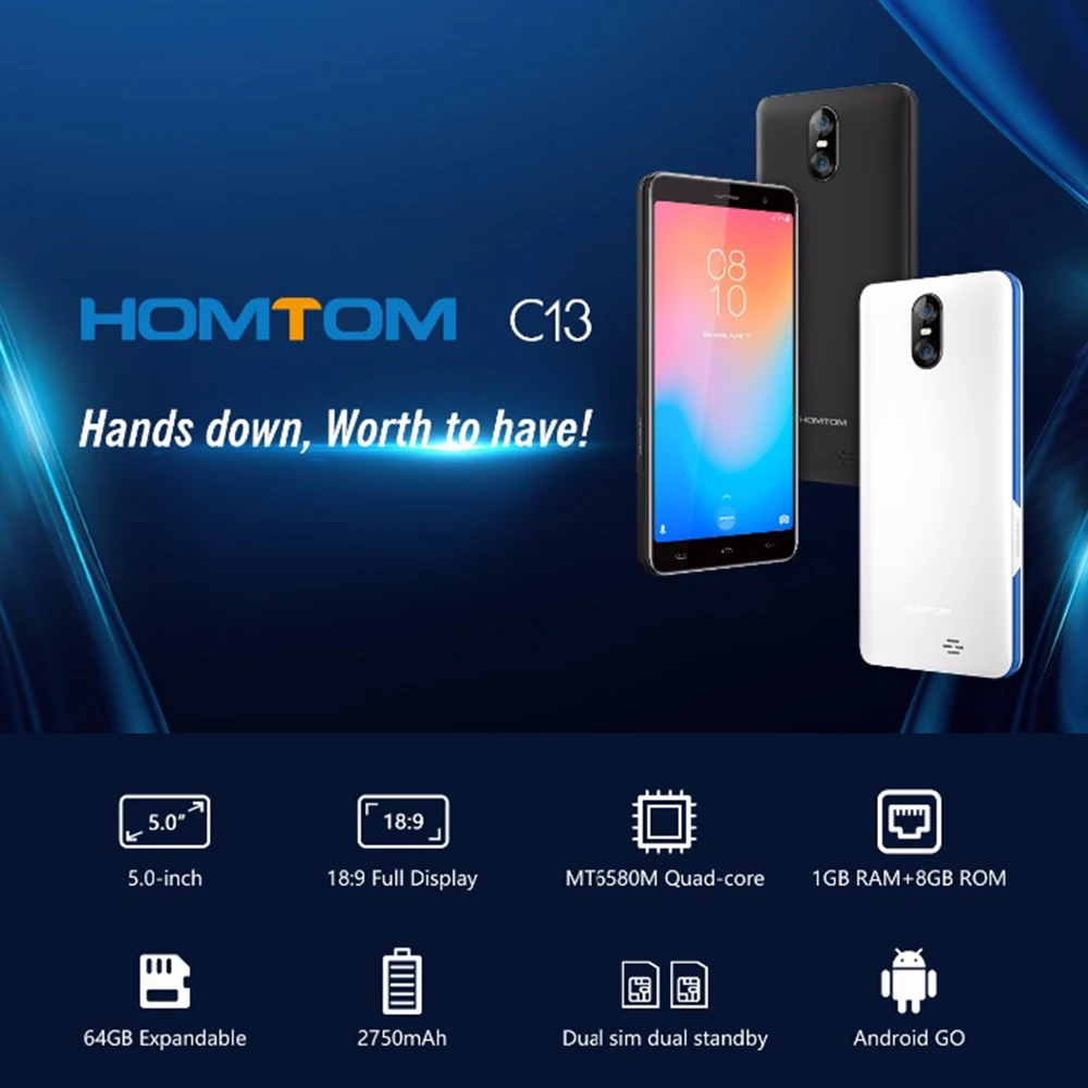 HOMTOM C13 Android 3g WCDMA смартфон 5 0 дюймов MT6580M четырехъядерный 1 ГБ 8 rom 2750 Мп задняя камера