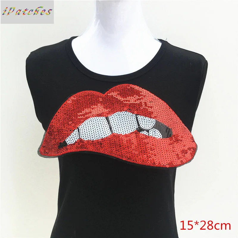 1 шт. модная расшитая блестками аппликация с аппликацией в виде губ для одежды