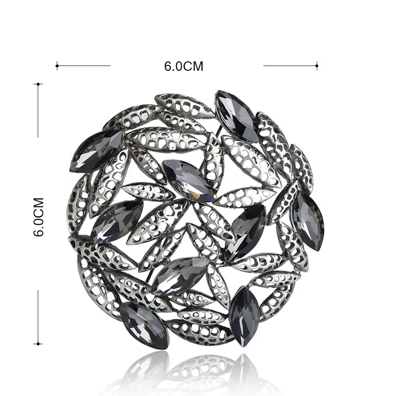 FUNMOR винтажные черные стразы круглые полые Броши для женщин на праздник украшение