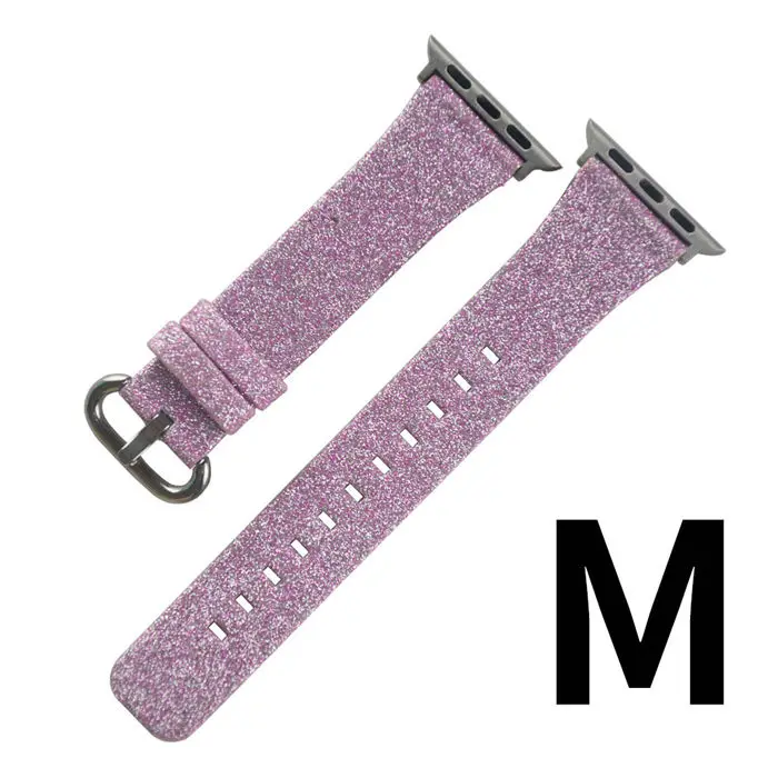 Purple Кожаный ремешок для наручных часов Apple Watch 4/3/2/1, 42 мм, 38 мм, версия с пересекающимися мигающими звездами резиновый кабель-браслет на запястье адаптер для наручных часов iwatch, Applewatch 40 мм 44 мм длина браслета - Цвет: Purple