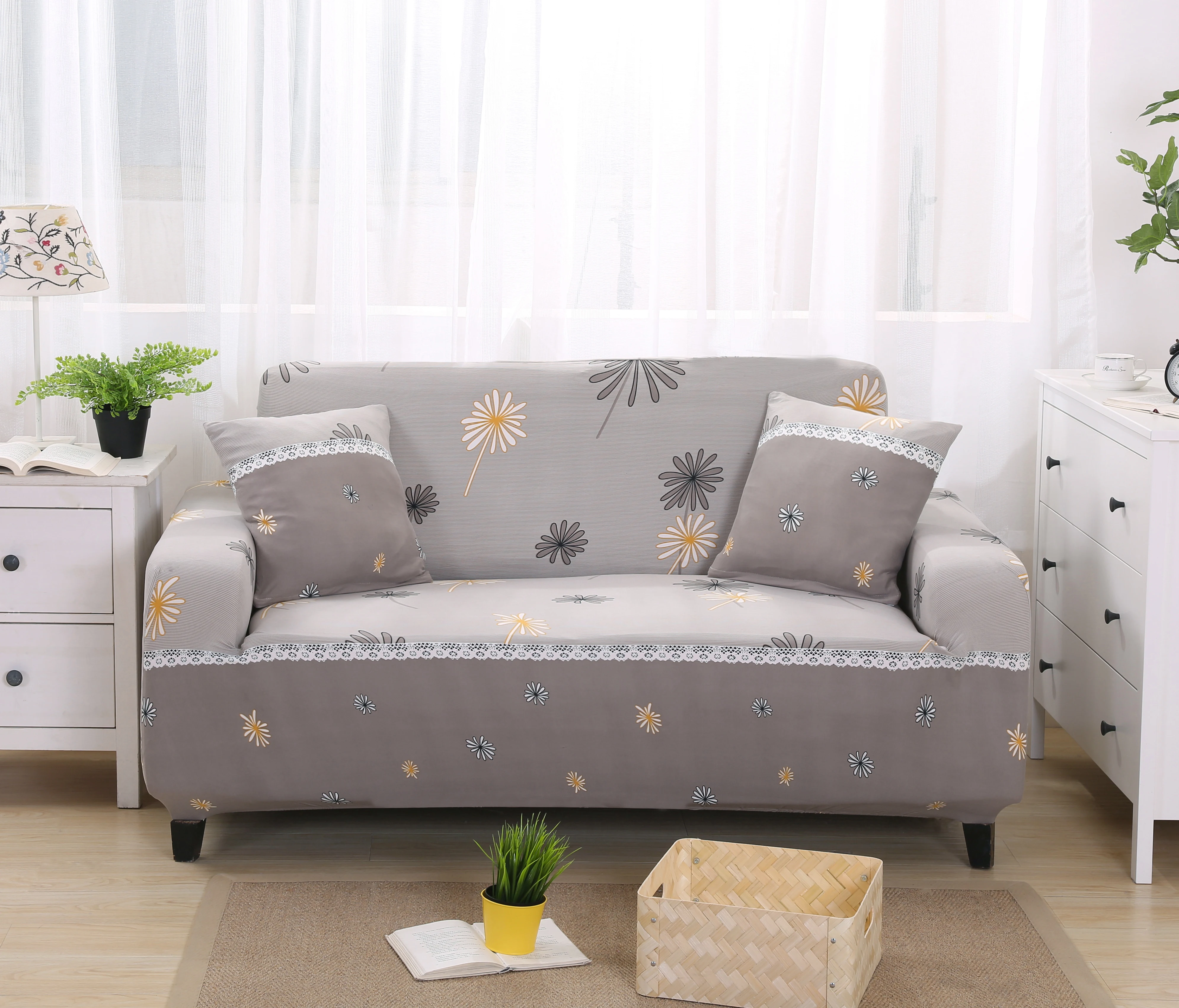 Monily Flower Sofa-slipcover Плотная пленка универсальная Нескользящая эластичная Cubre диван