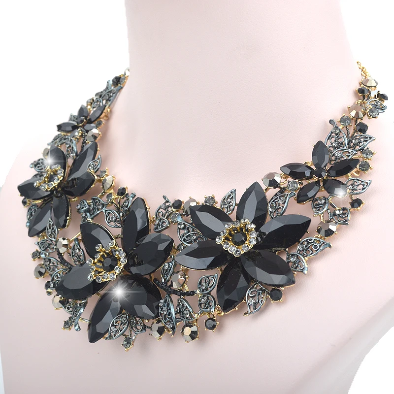 Набор ювелирных изделий черного цвета для женщин украшения вечеринок аксессуары