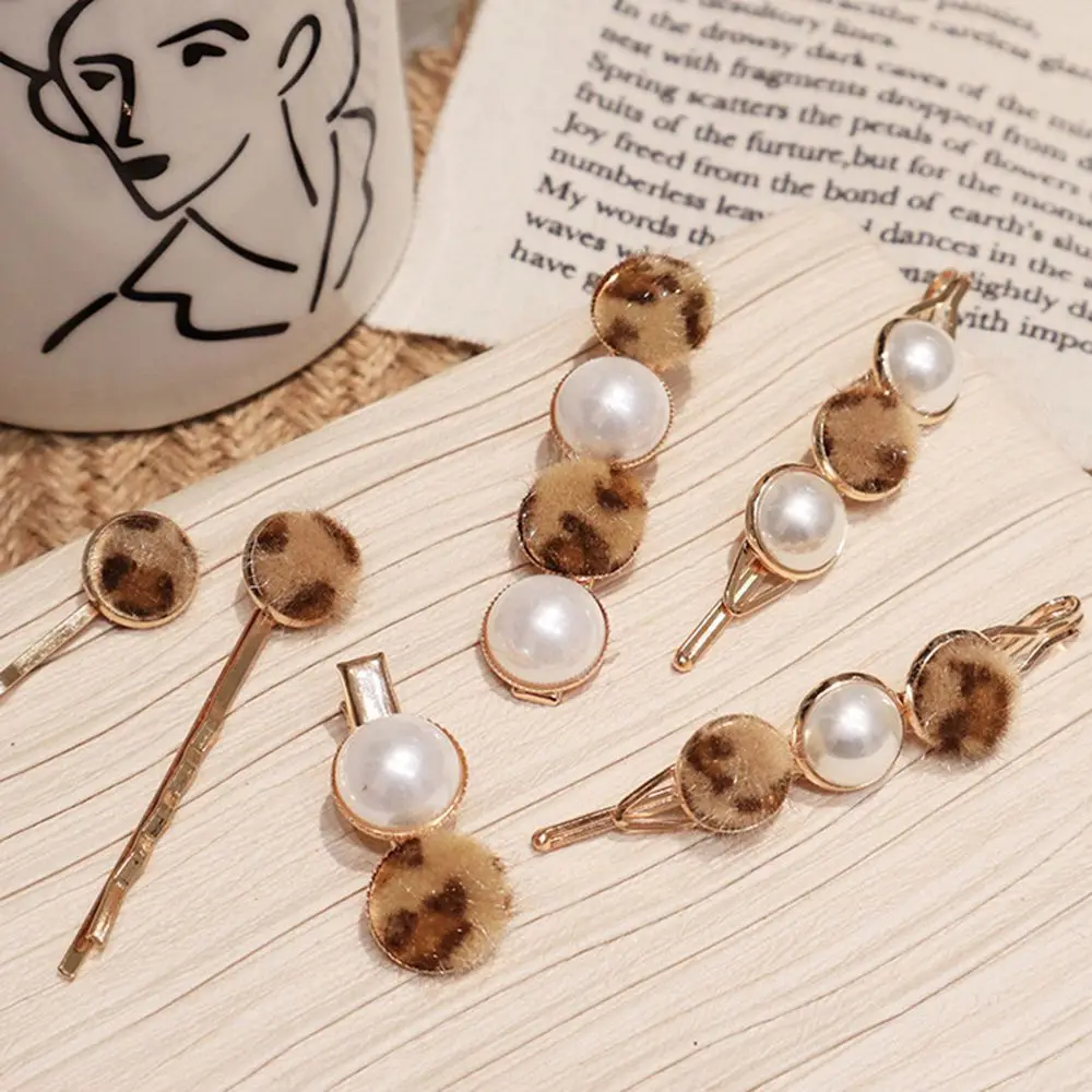 1 шт. леопардовая жемчужная металлическая заколка для волос корейский стиль