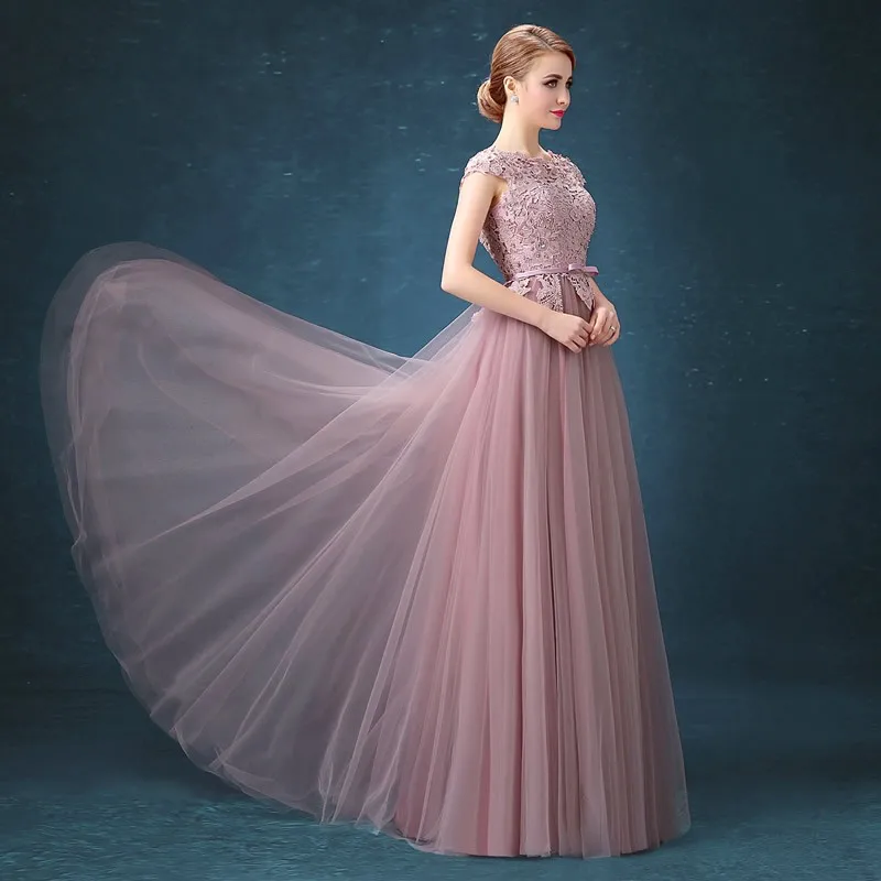 Robe De Soiree/Новое темно-розовое кружевное длинное вечернее платье с цветочным узором для невесты, элегантное вечернее платье в пол с открытой спиной