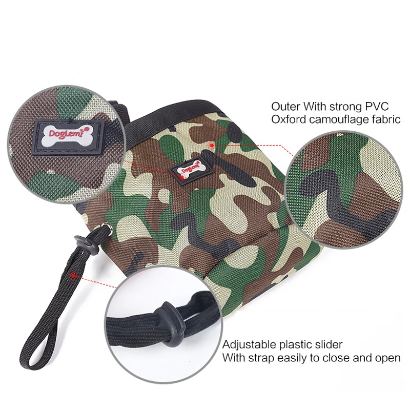 Мода камуфляж зеленый/розовый для прогулок с собаками Еда сумка угощений закусок