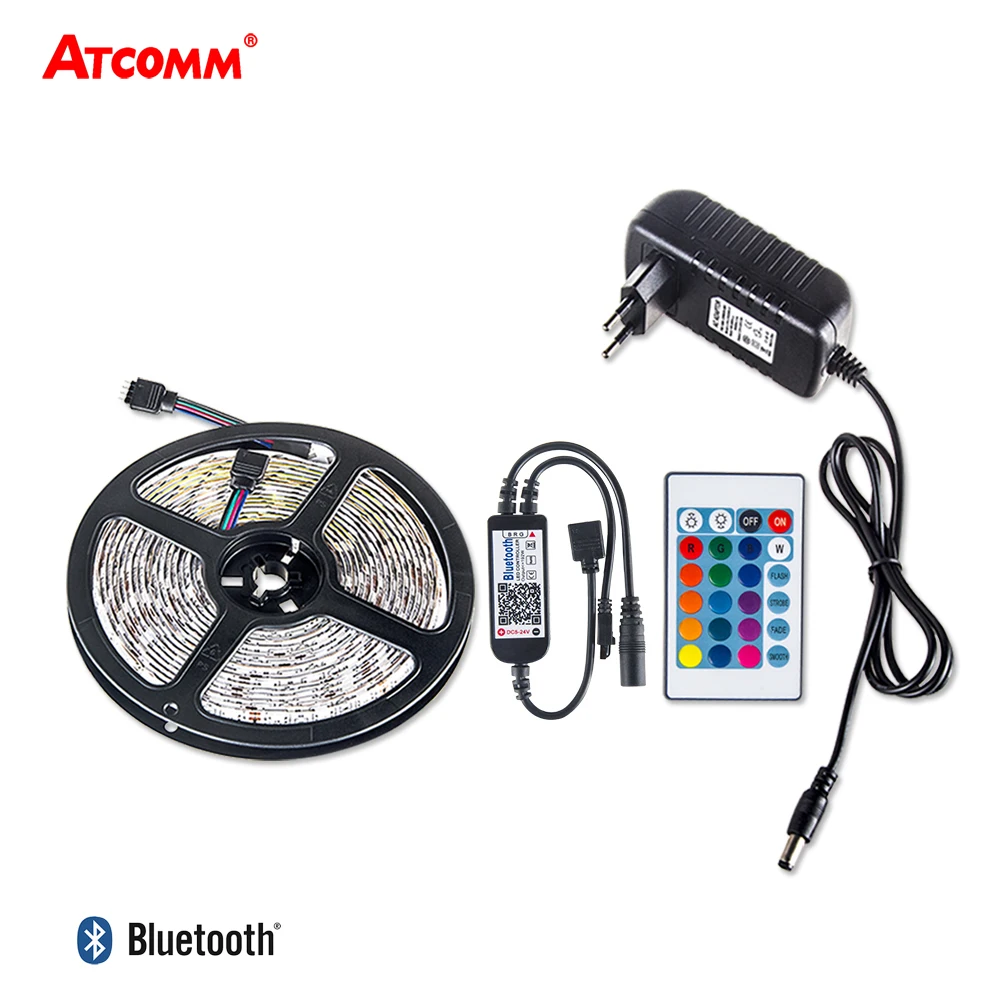 Светодиодная лента 5050 RGB с Bluetooth контроллер 24 клавиши адаптер 12 В 3 А 5 м 300