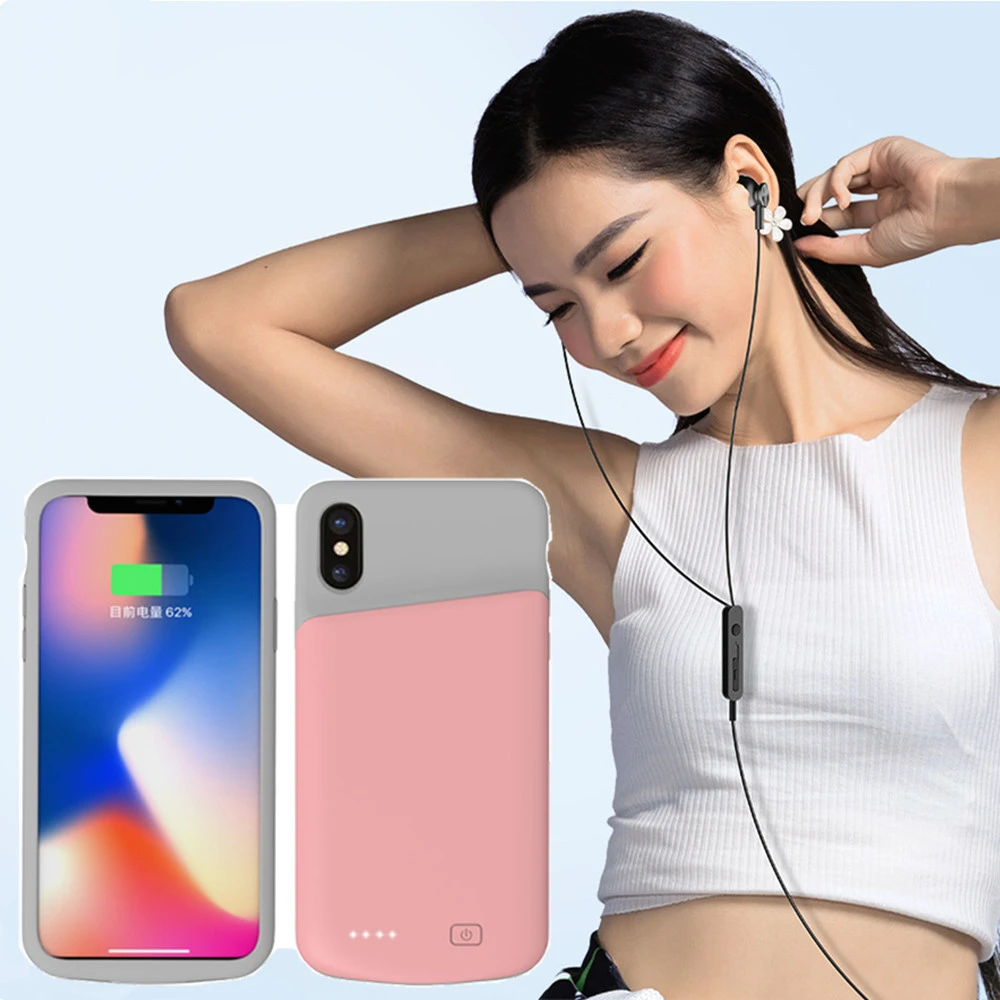 Чехол питания для iPhone X XS, чехол для зарядного устройства, 4000 мАч, внешний силиконовый чехол-аккумулятор с аудио