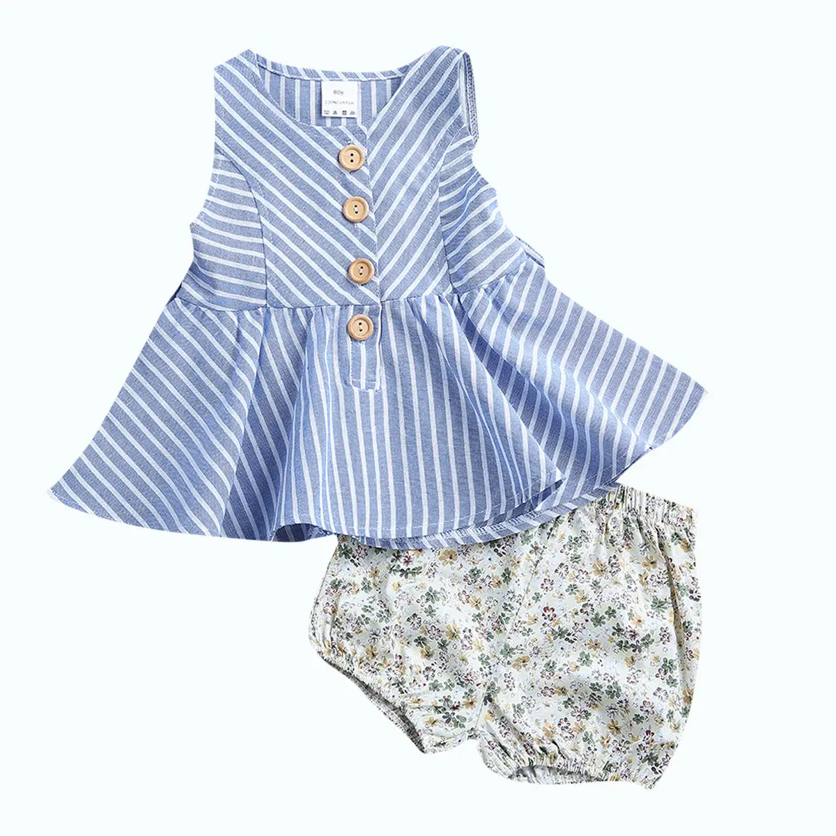 Комплект одежды для маленьких девочек из 2 предметов 2017 летнее Полосатое платье