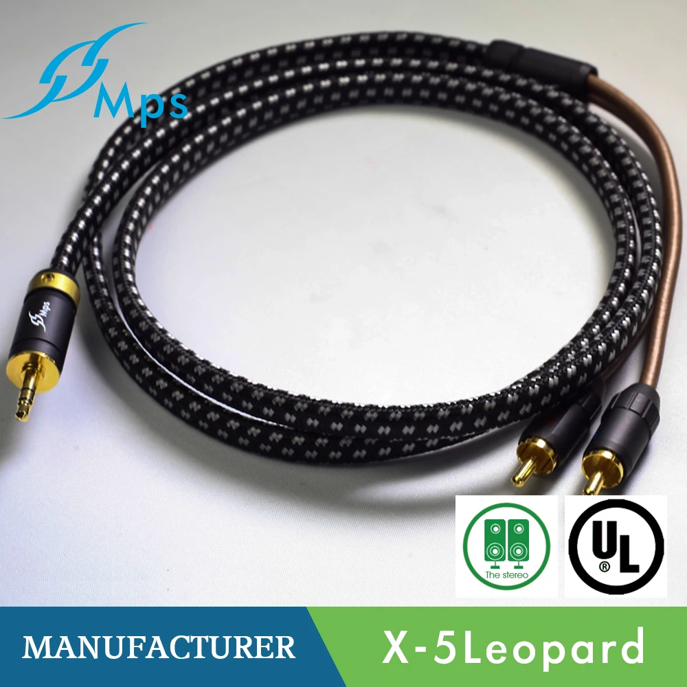 MPS X 5 Leopard HiFi 99.9997% OFC + посеребренный 24K позолоченный штекер от 3 мм до 2 RCA audio RAC к