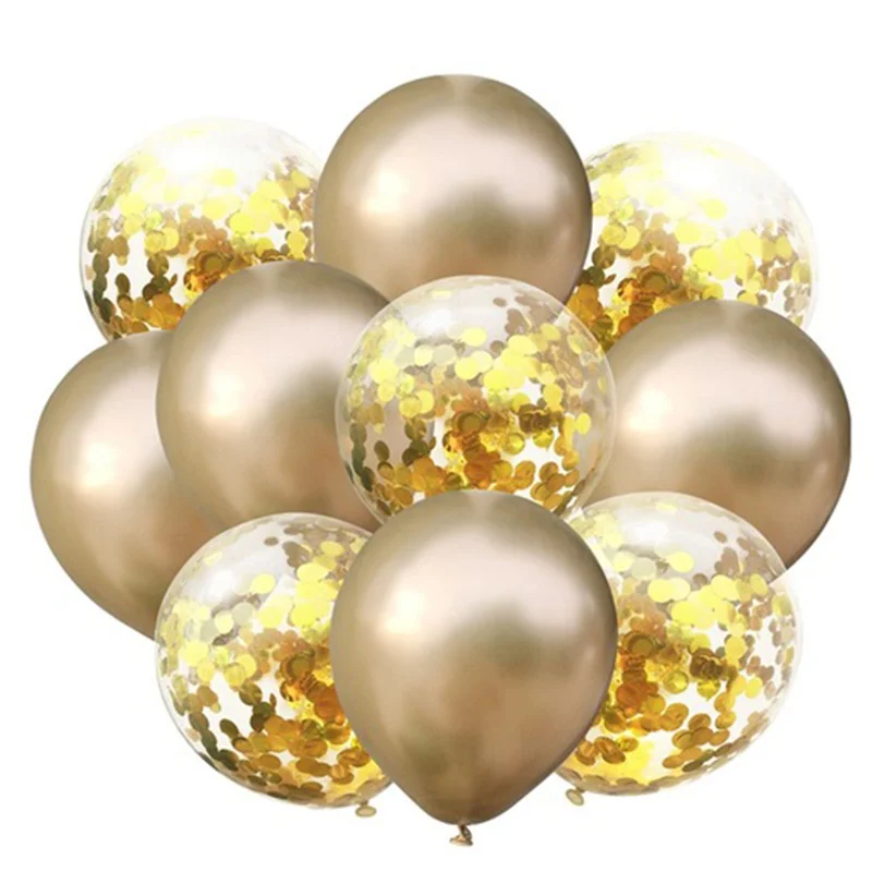 gold confetti С Днем Рождения украшения 10 шт металлические шары первый день рождения мальчик девочка Мой один год День рождения принадлежности для детей и взрослых - Цвет: gold confetti