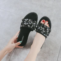 koovan womens sandals 2020 new rhinestone cool slippers womens summer flat bottom comfortable beach for girls shoes