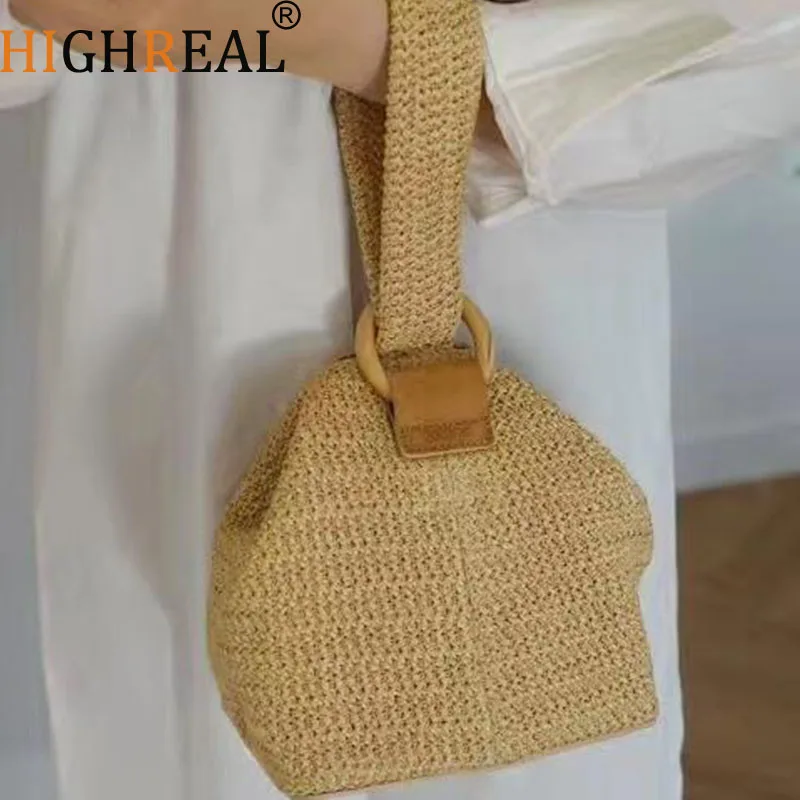 Соломенная Сумка для женщин пляжная сумочка из ротанга модный миниатюрный