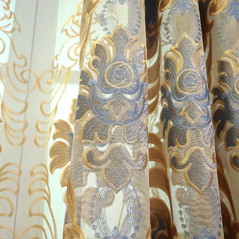 

Curtain Cloth European Style Curtains for Living Room Chenille Curtains for Bedroom Shading Embroidery Window Valance Curtain