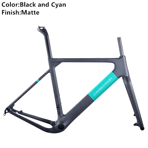 Black and Cyan Matte Карбоновая дорожная рама 27,5 er/700c гравийная велосипедная рама mtb карбоновый дисковый тормоз Велокросс велосипедная Рама в комплекте 650b через ось 12*142 мм - Цвет: Black and Cyan Matte
