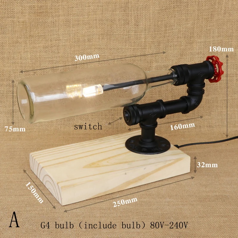 Современный абажур бутылка включает в себя G4 Настольная лампа с переключателем