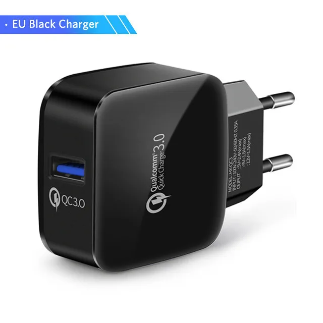 Для быстрой зарядки 3,0 QC 3,0 USB Turbo настенное быстрое зарядное устройство для LG G5 G6 V20 V30 Nexus 5X6 P Meizu MX6 Pro 6 6s 7 Plus - Тип штекера: Black