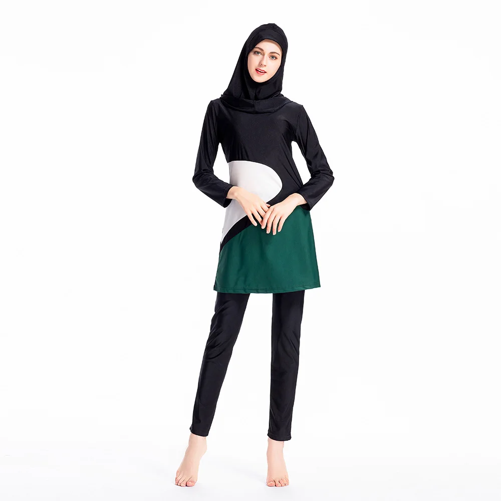 

YONGSEN 2020 Modest Burkinis Muslim Swimwear Women Islam Modest Swimwear hijab Long Sleeve Top+Pants Swimsuit Ladies Muslimah