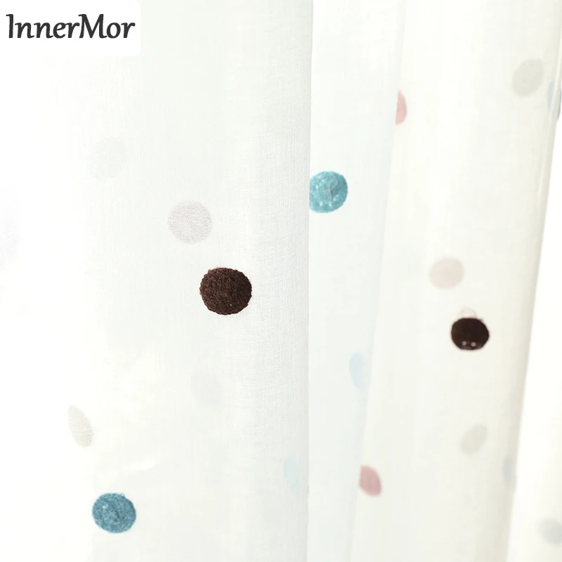 Innermor Dots kid's Curtains For Living room Embroidered curtains for bedroom Voile Sheer kitchen ready made Customized | Дом и сад