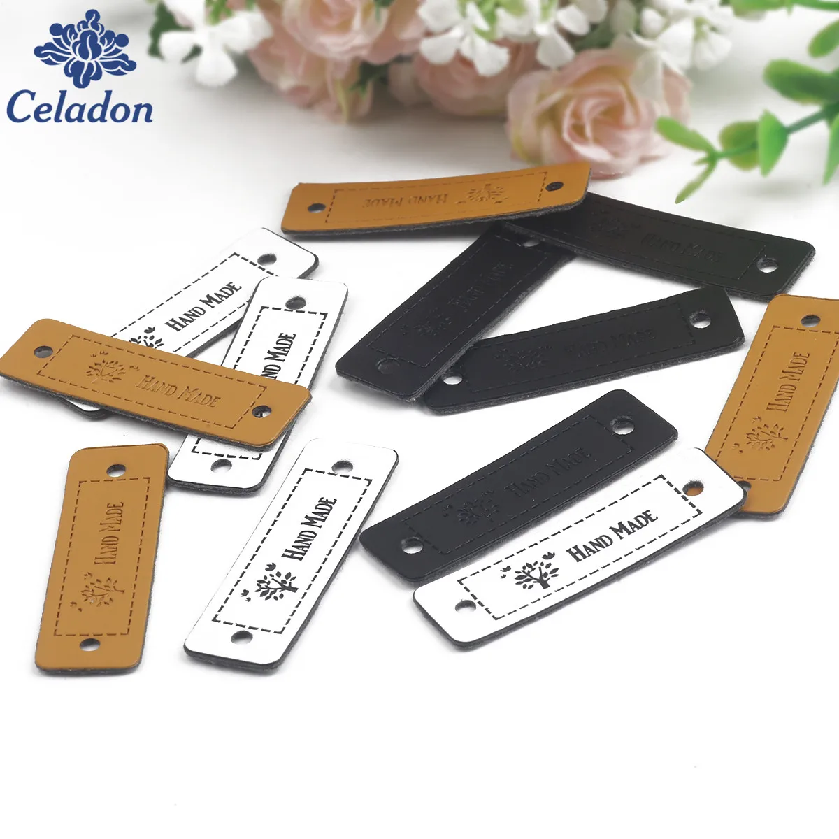 12 шт./лот натуральное дерево ручной работы кожаные этикетки для подарки бирки