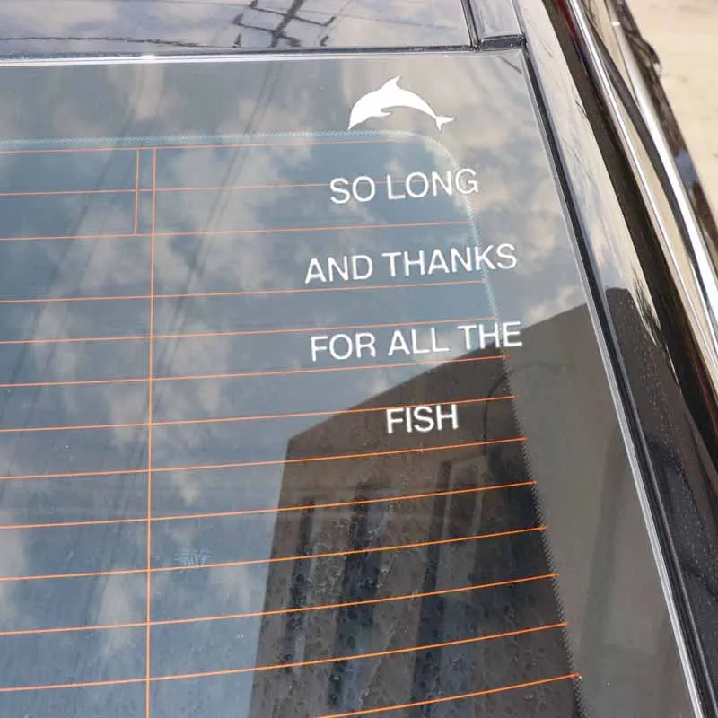 

YJZT 11.6CM*19.2CM Car Sticker Vinyl Decal So Long And Thanks for All The Fish Decal Decor Black/Silver C24-0872