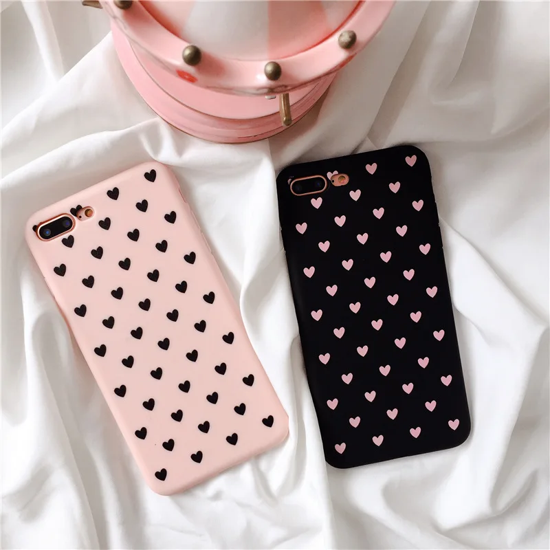 Чехлы для телефонов в винно-красный горошек iPhone 6 s Plus XS Max Wave Point Heart Cover Мягкий