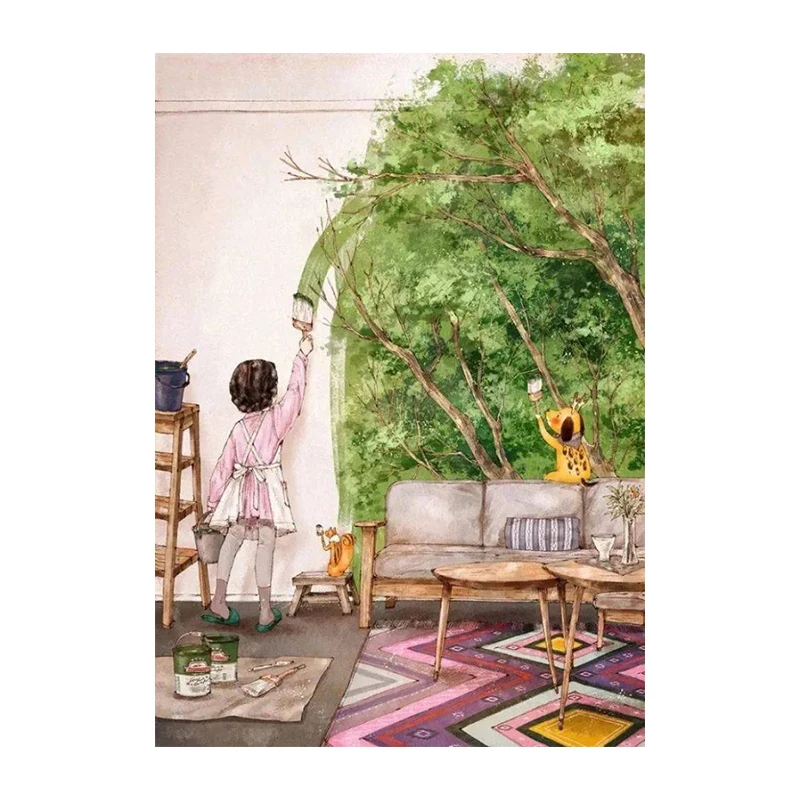 

5D DIY Diamond painting cartoon Forest girl Diamond Embroidery Full Cross Stitch Rhinestone Mosaic Home Decor Handmade Gift
