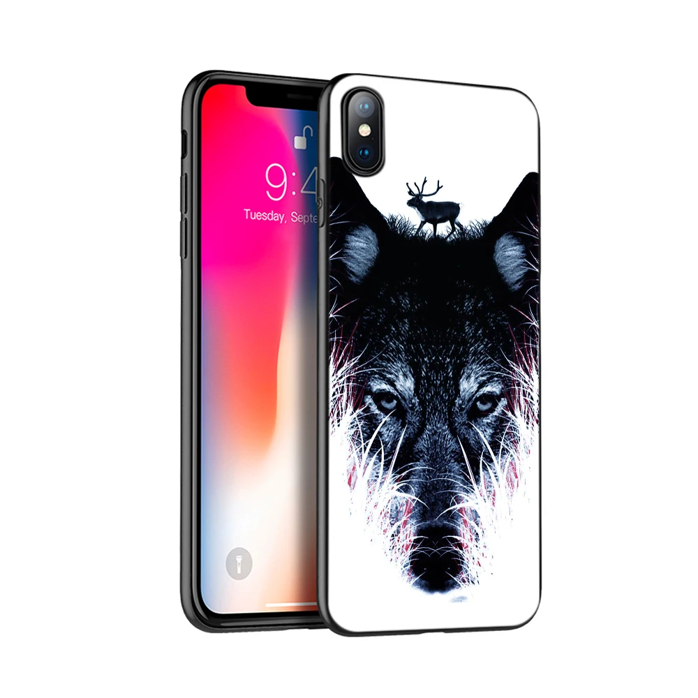 Черный чехол ТПУ для iphone 5 5s se 6 6s 7 8 plus x 10 чехол силиконовый чехол для iphone XR XS MAX чехол темный Ночной Волк