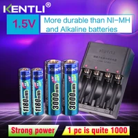 kentli 4pcs 1 5v aa aaa batteries rechargeable li ion li polymer lithium battery 2 slots aa aaa lithium li ion smart charger
