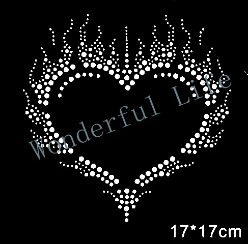 Free shipping Big hear love with dots many nice image Hot fix Rhinestone Motif Transfer Design |