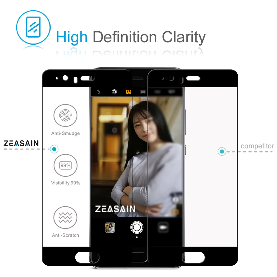 2 шт настоящий zeasain 2.5D с уровнем твердости 9 H полное покрытие закаленное Стекло Экран протектор для huawei P10 P 10 ужесточенная Защитная Стекло пленка