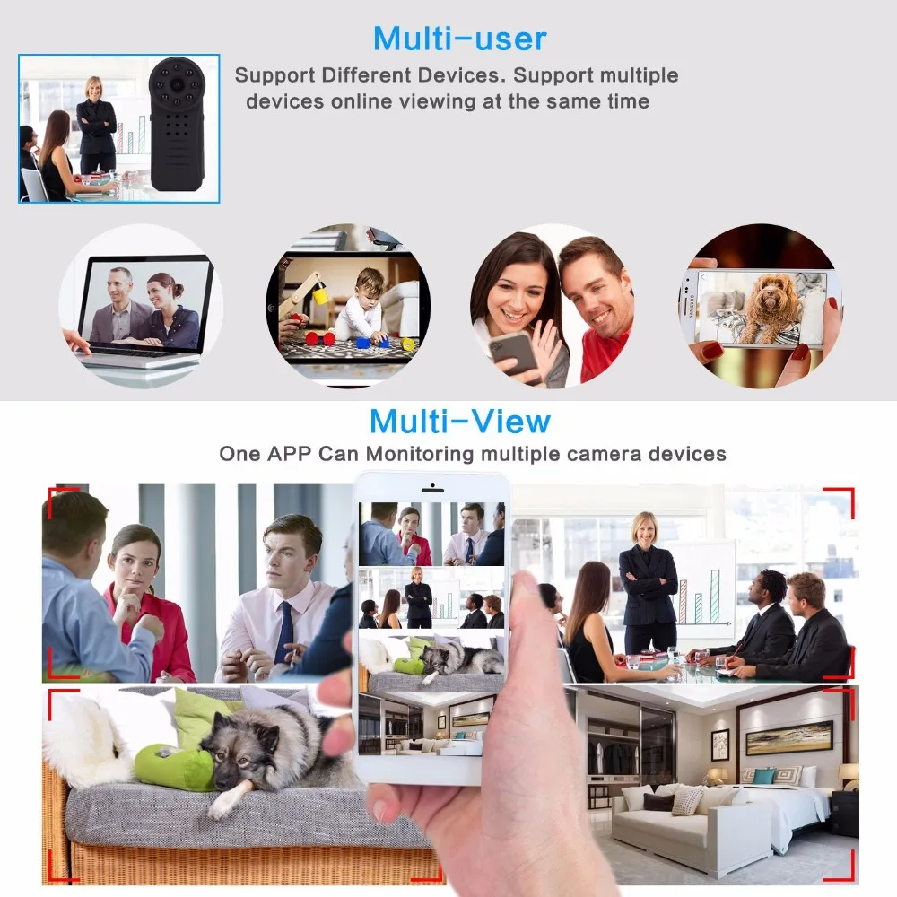 Wi Fi IP мини камера беспроводная 1080P HD инфракрасная микро ИК ночного видения