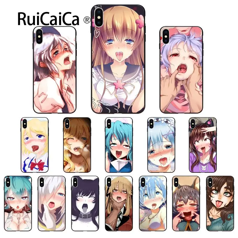 Ruicaica японская манга Ahegao девушка DIY печать рисунок чехол для телефона крышка оболочка для iPhone X XS MAX 6 6S 7 7plus 8 8Plus 5 5S XR
