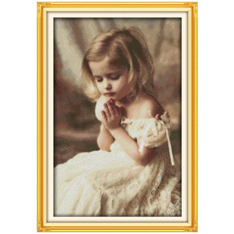 The Pray Girl s Счетный крестиком 11 14CT крестиком Набор для вышивания крестиком для изделия с вышивкой для домашнего декора