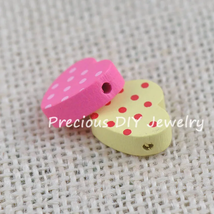 

Mixed Lovely heart Wooden Spacer Beads For Jewelry making DIY 16x18mm 50pcs YJ15501-7