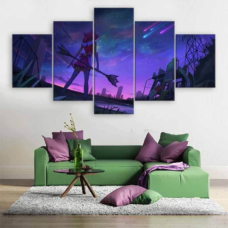 5 Panel Wall Art Pictures Star Guardian Canvas Painting Modern Printed League of Legends Home Decor Game Poster Artwork Cuadros | Дом и сад